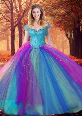 Custom Designed Multi Color Quinceanera Dress with Beading