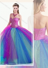 Designer Fit Multi Color Quinceanera Dress with Beading