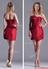 Best Selling Column Wine Red Dama Dress with Asymmetrical Neckline