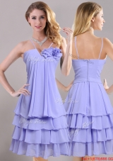 Hot Sale Ruffled Layers and Handcrafted Flower Dama Dress in Lavender