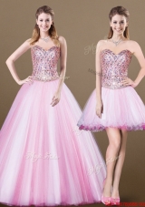 Lovely A Line Sweetheart Beading Detachable Prom Dresses for 2016