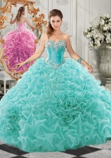 Classical Big Puffy Beaded and Ruffled Designer Quinceanera Gown in Organza