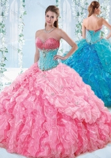 Exquisite Rose Pink Detachable Quinceanera Gown with Beading and Ruffles