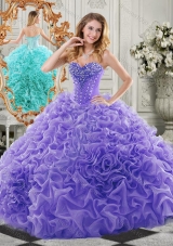 New Style Organza Lavender Elegant Quinceanera Dresses with Beading and Ruffles