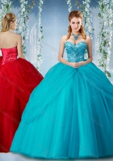 Elegant Beaded and Ruffled Big Puffy Designer Quinceanera Dress in Baby Blue