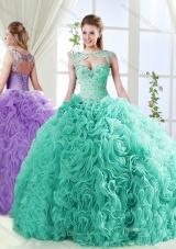 Big Puffy Brush Train Detachable Quinceanera Dresses with Beading and Appliques