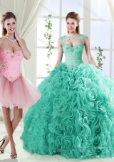 Elegant Beaded and Applique Detachable Quinceanera Gowns in Rolling Flower