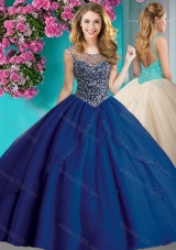 Elegant Beaded and Applique Quinceanera Dress with See Through Scoop