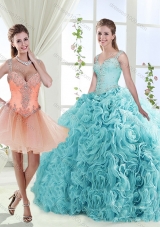 Gorgeous Beaded Straps Detachable Quinceanera Gowns with See Through Back