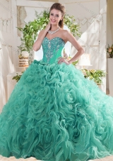 New Arrivals Rolling Flowers Mint Quinceanera Dress with Beading