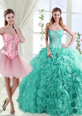 Visible Boning Rolling Flowers Detachable Quinceanera Gowns with Beading