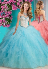 Affordable Beaded and Ruffled Organza Quinceanera Dresses with Big Puffy