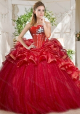 Discount Tulle Beaded and Ruffled Sweet 15 Dress in Red