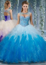 Exclusive Beaded and Ruffled Organza Sweet Fifteen Dresses in Gradient Color