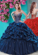 Fashionable Beaded and Ruffled Quinceanera Dress with Brush Train