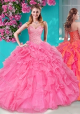 Lovely Beaded and Ruffles Sweetheart Quinceanera Dress in Big Puffy