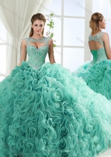 Lovely Sweetheart Beaded Detachable Sweet Fifteen Dresses with Rolling Flower