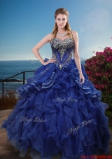 Best Selling Rhinestoned and Ruffled Quinceanera Dress in Royal Blue