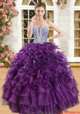 Classical Beaded Bodice Really Puffy Quinceanera Dress in Purple