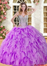 Elegant Visible Boning Beaded Bodice and Ruffled Quinceanera Gown