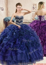 Hot Sale Puffy Skirt Beaded and Ruffled Quinceanera Dress in Organza