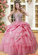 Perfect Visible Boning Puffy Skirt Quinceanera Dress with Beading and Bubbles