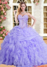 Spring Classical Beaded Bodice and Ruffled Sweet 15 Dress in Organza