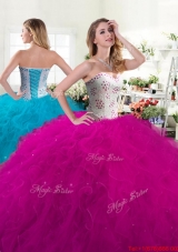 New Style Beaded Bodice and Ruffled Quinceanera Dress in Tulle