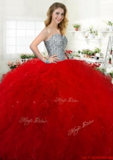 Wonderful Sweetheart Beaded Bodice and Ruffled Quinceanera Dress in Tulle