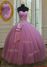 Best Selling Beaded and Belted Quinceanera Dress in Tulle and Sequins