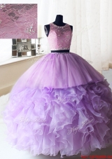 Exquisite Laced and Ruffled Quinceanera Dress in Organza and Tulle