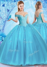 Perfect Off the Shoulder Quinceanera Dress with Venetian Pearl