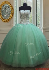 Top Seller Big Puffy Apple Green Quinceanera Dress with Beaded Bodice
