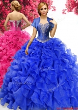 Comfortable Royal Blue Sweet 16 Dress with Appliques and Ruffles