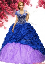 Classical Royal Blue and Lilac Quinceanera Dress with Beading and Pick Ups
