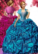 Discount Big Puffy Taffeta Quinceanera Dress with Pick Ups and Appliques