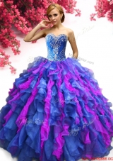 Lovely Beaded and Ruffled Sweet 16 Dress in Two Tone