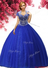 Low Price Beaded Royal Blue Sweet 16 Dress in Tulle