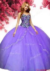 Romantic Beaded and Applique Lavender Quinceanera Dress in Tulle
