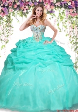 Cheap Apple Green Sweet 16 Dress with Beading and Bubbles