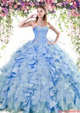 Cheap Beaded and Ruffled Quinceanera Dress in Organza and Taffeta