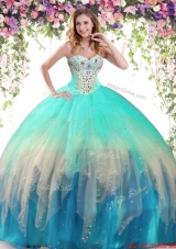 Modern Tulle Beaded Quinceanera Dress in Gradient Color