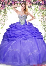 Simple Puffy Skirt Beaded and Bubble Quinceanera Dress in Lavender