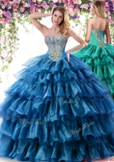 Classical Organza Beaded Sweet 16 Dress with Ruffled Layers