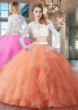 Luxurious Two Piece See Through Scoop Quinceanera Dress with Brush Train