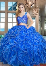 Popular Organza Laced Bodice Zipper Up Quinceanera Dress with Ruffles