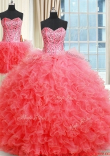 New Arrivals Two for One Visible Boning Quinceanera Dress with Ruffles and Beaded Bodice