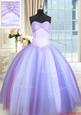 Lovely Puffy Skirt Tulle Rainbow Colored Quinceanera Dress with Beading