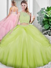 Captivating Sleeveless Lace Up Floor Length Lace and Ruching Sweet 16 Quinceanera Dress