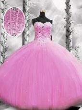 Sleeveless Lace Up Floor Length Beading 15 Quinceanera Dress
